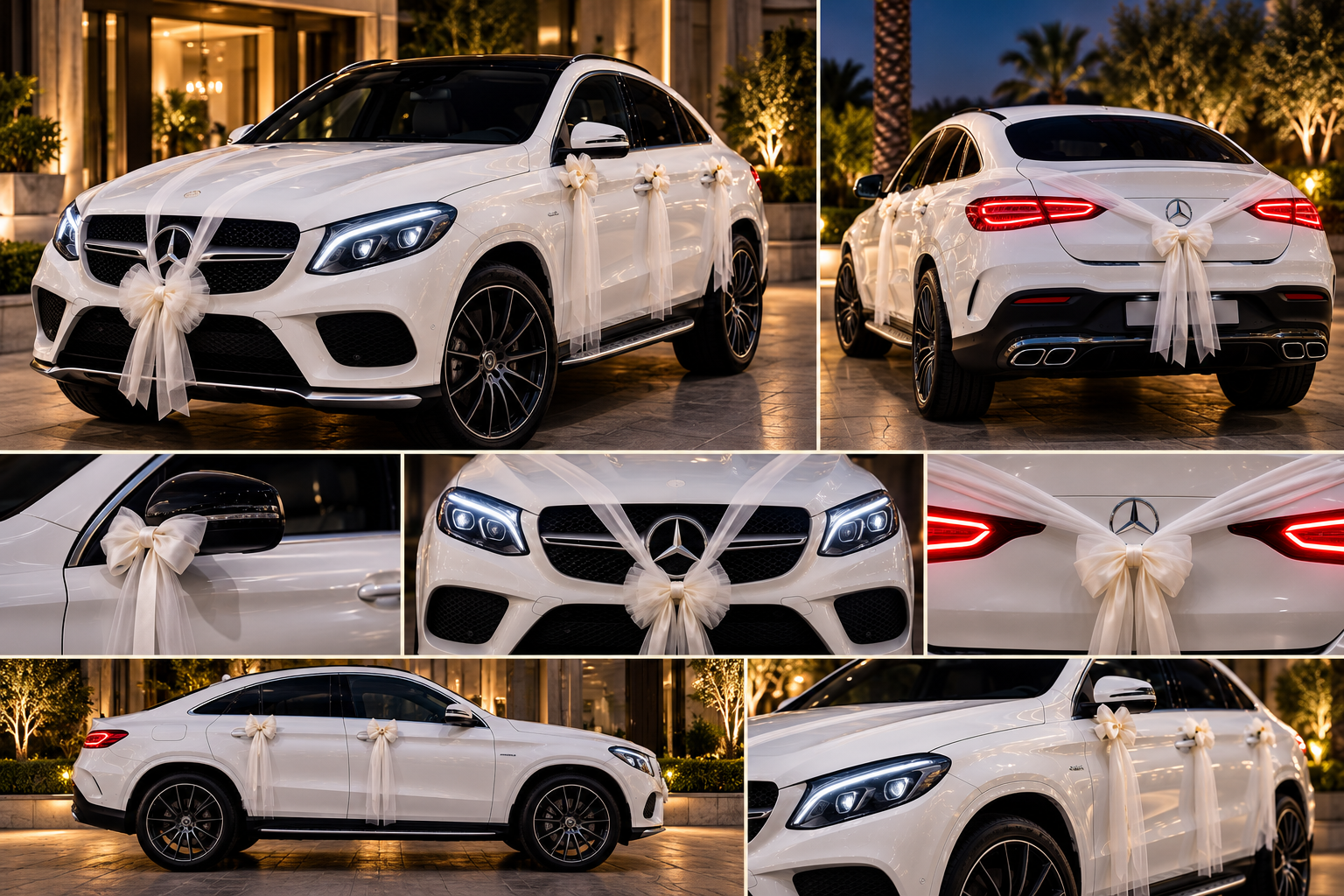 Mercedes GLE Coupe לבנה מקושטת ליום החתונה